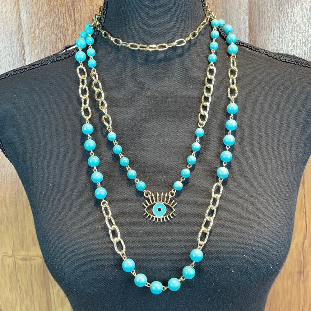 New with tags Dainty  Multilayered necklace / third eye necklace / evil eye